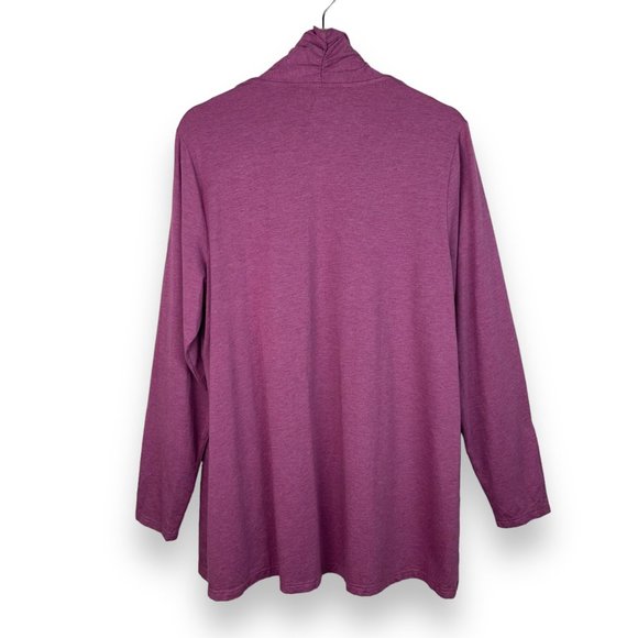 Lands’ End Tie Front Cardigan Top in Heather Mauve - Picture 3 of 9